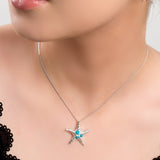 Large Starfish Necklace in Silver and Turquoise