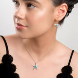 Large Starfish Necklace in Silver and Turquoise