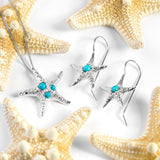 Starfish Hook Earrings in Silver and Turquoise