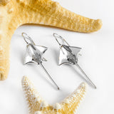 Stingray Hook Earrings in Silver