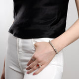 Stretch Bead Bracelet in Dalmatian Jasper