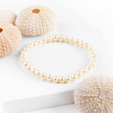 Stretch Bead Bracelet in White Pearl