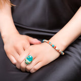 Stretch Bead Bracelet in Copper Turquoise