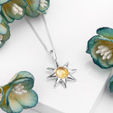 Symbol of Hope Sun Necklace in Silver and Citrine