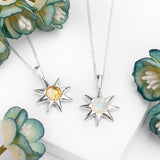 Symbol of Hope Sun Necklace in Silver and Moonstone