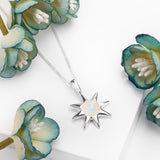 Symbol of Hope Sun Necklace in Silver and Moonstone