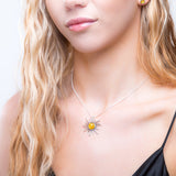 Sun Goddess Necklace in Silver and Yellow Amber