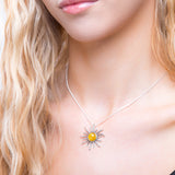 Sun Goddess Necklace in Silver and Yellow Amber