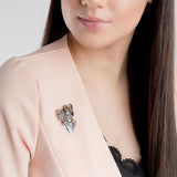 Sunflowers Brooch Inspired by Van Gogh in Silver and Amber