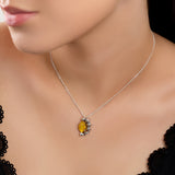 Ready to Bloom Sunflower Necklace in Silver and Yellow Amber