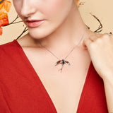 Swooping Swallow Necklace in Silver and Amber