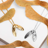 Sycamore Seeds Necklace in Silver with 24ct Gold