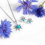 Symbol of Hope Sun Necklace in Silver and Turquoise