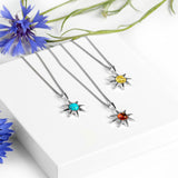 Symbol of Hope Sun Necklace in Silver and Amber