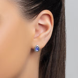 Classic Teardrop Stud Earrings in Silver and Tanzanite