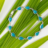Classic Teardrop Link Bracelet in Silver and Turquoise