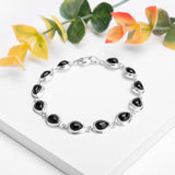 Classic Teardrop Link Bracelet in Silver and Black Onyx