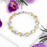 Classic Teardrop Link Bracelet in Silver and Citrine
