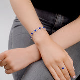 Classic Teardrop Link Bracelet in Silver and Lapis Lazuli