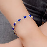 Classic Teardrop Link Bracelet in Silver and Lapis Lazuli