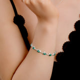 Classic Teardrop Link Bracelet in Silver and Malachite