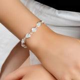 Classic Teardrop Link Bracelet in Silver and Moonstone
