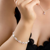 Classic Teardrop Link Bracelet in Silver and Rose Quartz