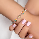 Classic Teardrop Link Bracelet in Silver and Copper Turquoise