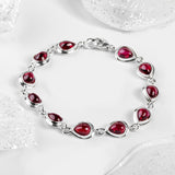 Classic Teardrop Link Bracelet in Silver and Garnet