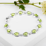 Classic Teardrop Link Bracelet in Silver and Peridot