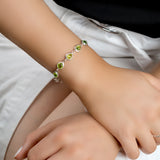 Classic Teardrop Link Bracelet in Silver and Peridot