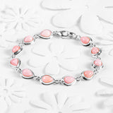 Classic Teardrop Link Bracelet in Silver and Pink Peruvian Opal