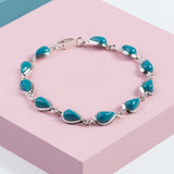 Classic Teardrop Link Bracelet in Silver and Turquoise