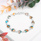 Classic Teardrop Link Bracelet in Silver and Copper Turquoise