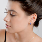 Classic Teardrop Stud Earrings in Silver and Lapis Lazuli
