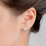 Classic Teardrop Stud Earrings in Silver and Larimar