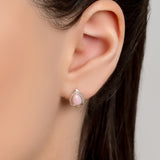 Classic Teardrop Stud Earrings in Silver and Pink Opal