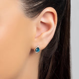 Classic Teardrop Stud Earrings in Silver and London Blue Topaz