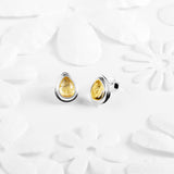 Classic Teardrop Stud Earrings in Silver and Citrine