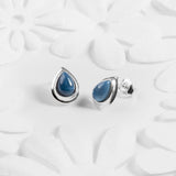 Classic Teardrop Stud Earrings in Silver and Owyhee Blue Opal