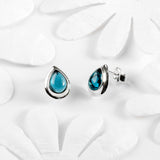 Classic Teardrop Stud Earrings in Silver and London Blue Topaz