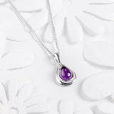Classic Teardrop Necklace in Silver and Amethyst