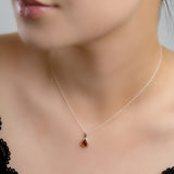 Classic Teardrop Necklace in Silver and Amber
