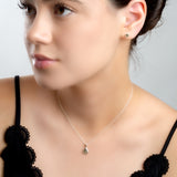 Classic Teardrop Necklace in Silver and Green Amber