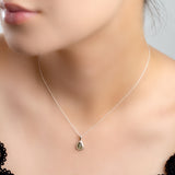 Classic Teardrop Necklace in Silver and Green Amber