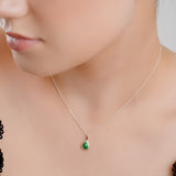Classic Teardrop Necklace in Silver and Malachite