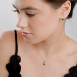 Small Round Stud Earrings in Silver and Malachite