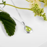 Classic Teardrop Necklace in Silver and Peridot