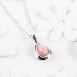 Classic Teardrop Necklace in Silver and Pink Peruvian Opal