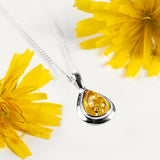 Classic Teardrop Necklace in Silver and Yellow Amber